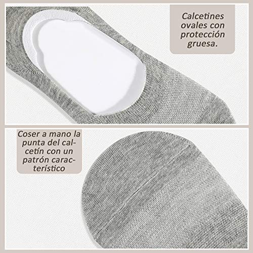 Rovtop Calcetines Cortos 12Pares Calcetines para Hombre - Calcetines Invisibles de Malla Transpirable con Antideslizante de Silicona Negro/Blanco/Gris Claro Talla Eur 39-46