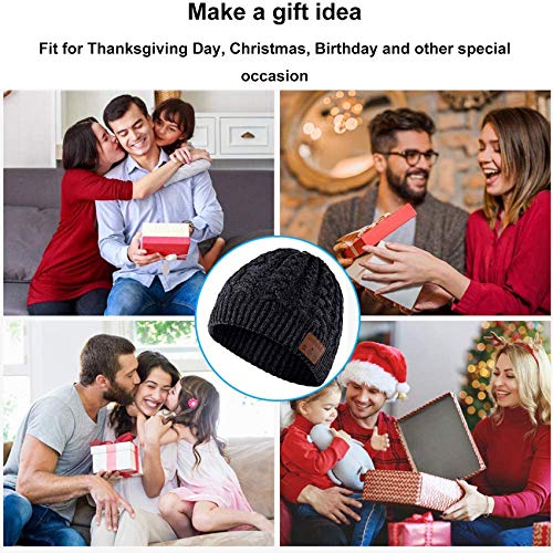 Rpanle Gorro Bluetooth 5.0, Regalos Originales para Hombre y Mujer, Gorro de Invierno con Auriculares Bluetooth Inalámbricos, Apto para Ciclismo, Trotar, Esquí (Negro)
