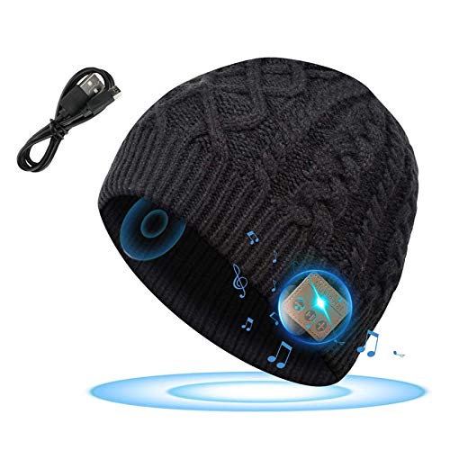 Rpanle Gorro Bluetooth 5.0, Regalos Originales para Hombre y Mujer, Gorro de Invierno con Auriculares Bluetooth Inalámbricos, Apto para Ciclismo, Trotar, Esquí (Negro)