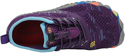 SAGUARO Barefoot Zapatillas de Trail Running Niños Niñas Minimalistas Zapatos de Deporte Antideslizantes Calzado Descalzos para Fitness Caminar Correr en Asfalto Montaña Senderismo Agua, Morado, 25 EU