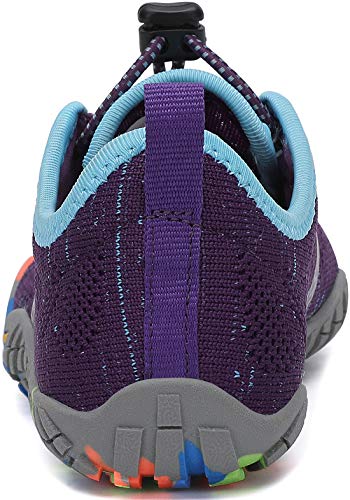 SAGUARO Barefoot Zapatillas de Trail Running Niños Niñas Minimalistas Zapatos de Deporte Antideslizantes Calzado Descalzos para Fitness Caminar Correr en Asfalto Montaña Senderismo Agua, Morado, 25 EU