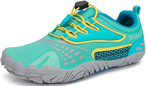 SAGUARO Barefoot Zapatillas de Trail Running Niños Niñas Minimalistas Zapatos de Deporte Antideslizantes Calzado Descalzos para Fitness Caminar Correr Asfalto Montaña Senderismo, Menta Verde, 27 EU