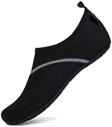 SAGUARO Escarpines Hombre Mujer para Buceo Snorkel Surf Natación Piscina Vela Mares Rocas Río Zapatos para Agua Calzado Playa Zapatillas Deportes Acuáticos(030 Noir, 44/45 EU)
