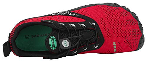 SAGUARO Hombre Mujer Barefoot Zapatillas de Trail Running Escarpines de Deportes Acuaticos Transpirable Calzado Minimalista para Fitness Entrenamiento Gimnasio, Rojo Cereza 43 EU
