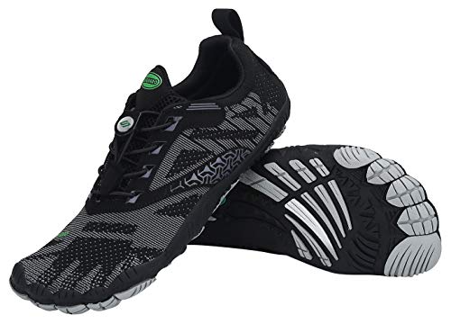 SAGUARO Hombre Mujer Barefoot Zapatillas de Trail Running Zapatos Minimalista de Deporte Cómodas Ligeras Calzado de Correr en Montaña, Negro 40 EU