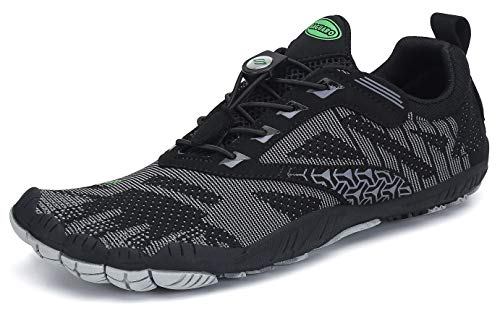 SAGUARO Hombre Mujer Barefoot Zapatillas de Trail Running Zapatos Minimalista de Deporte Cómodas Ligeras Calzado de Correr en Montaña, Negro 40 EU