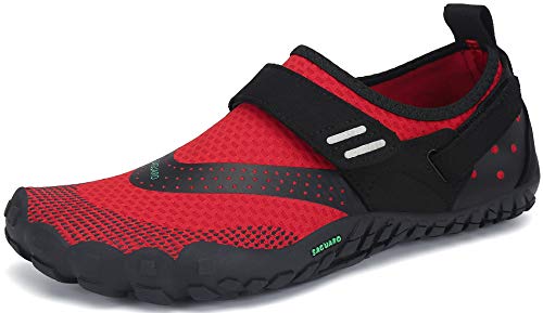 SAGUARO Hombre Mujer Minimalistas Zapatillas de Trail Running Ligeras y Respirable Zapatos Descalzos Gym Playa Calzado de Deportes Acuaticos para Asfalto Correr Senderismo, Rojo 45 EU