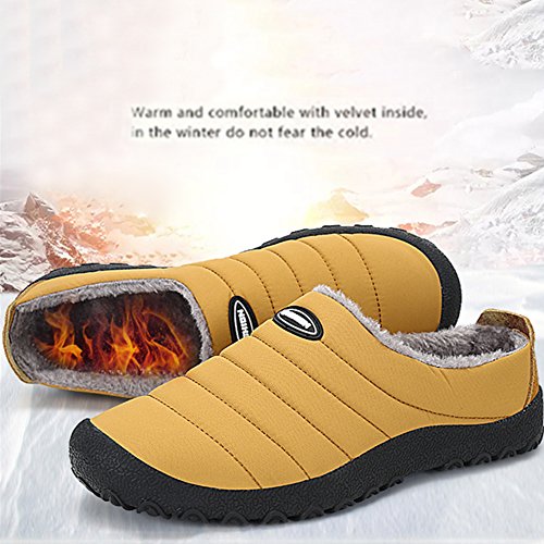 SAGUARO® Invierno Al Aire Libre Zapatillas Caliente Slippers Interior Suave Algodón Zapatilla Mujer Hombres Casa Zapatos, Amarillo 46
