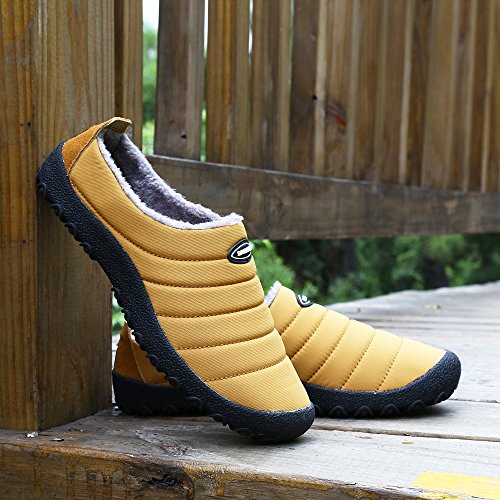SAGUARO® Invierno Al Aire Libre Zapatillas Caliente Slippers Interior Suave Algodón Zapatilla Mujer Hombres Casa Zapatos, Amarillo 46