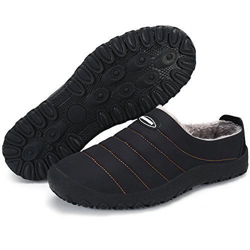 SAGUARO® Invierno Al Aire Libre Zapatillas Caliente Slippers Interior Suave Algodón Zapatilla Mujer Hombres Casa Zapatos, Negro 43