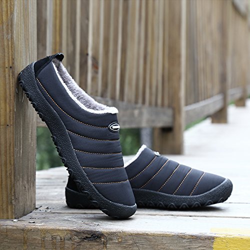 SAGUARO® Invierno Al Aire Libre Zapatillas Caliente Slippers Interior Suave Algodón Zapatilla Mujer Hombres Casa Zapatos, Negro 43