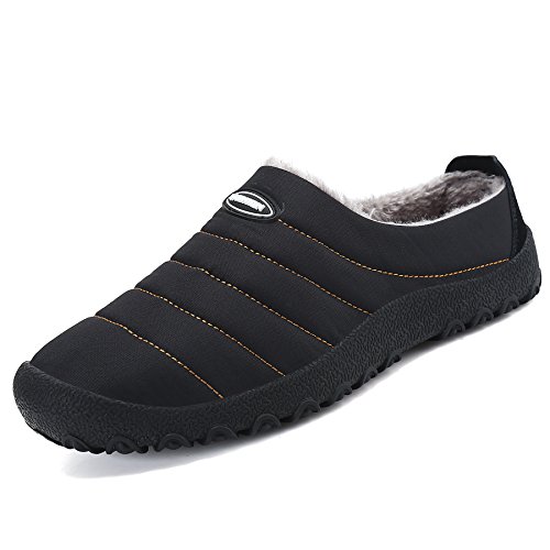 SAGUARO® Invierno Al Aire Libre Zapatillas Caliente Slippers Interior Suave Algodón Zapatilla Mujer Hombres Casa Zapatos, Negro 43