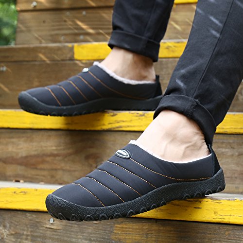 SAGUARO® Invierno Al Aire Libre Zapatillas Caliente Slippers Interior Suave Algodón Zapatilla Mujer Hombres Casa Zapatos, Negro 43