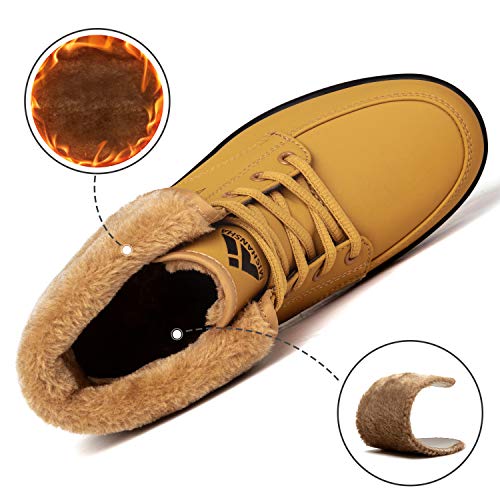 SAGUARO® Invierno Mujer Botas de Nieve Cuero Calientes Fur Botines Plataforma Bota Boots Ocasional Impermeable Anti Deslizante Zapatos (40 EU, Amarillo)