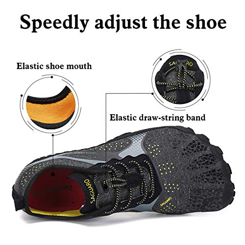 SAGUARO Minimalistas Zapatillas de Barefoot Trail Running para Mujer Antideslizante Five Fingers Calzado Minimalista Negro 38 EU