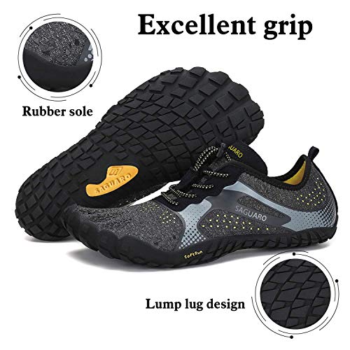 SAGUARO Minimalistas Zapatillas de Barefoot Trail Running para Mujer Antideslizante Five Fingers Calzado Minimalista Negro 38 EU