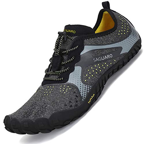 SAGUARO Minimalistas Zapatillas de Barefoot Trail Running para Mujer Antideslizante Five Fingers Calzado Minimalista Negro 38 EU