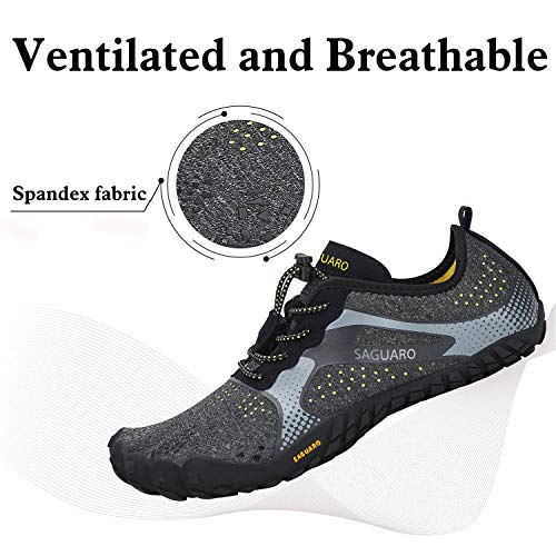 SAGUARO Minimalistas Zapatillas de Barefoot Trail Running para Mujer Antideslizante Five Fingers Calzado Minimalista Negro 38 EU