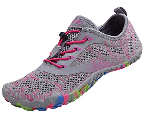SAGUARO Mujer Barefoot Zapatillas de Trail Running Minimalistas Zapatillas de Deporte Fitness Gimnasio Caminar Zapatos Descalzos para Correr en Montaña Asfalto Escarpines de Agua, Rosa, 40 EU
