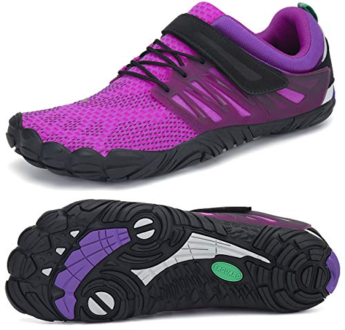 SAGUARO Transpirables Cinco Dedos Zapatillas de Deportes Masculina Femenino Bucle de Gancho Zapato Descalzos Ventilado Minimalista Zapatos de Baño Anfibio Cycling 2020, Trail Morado 39