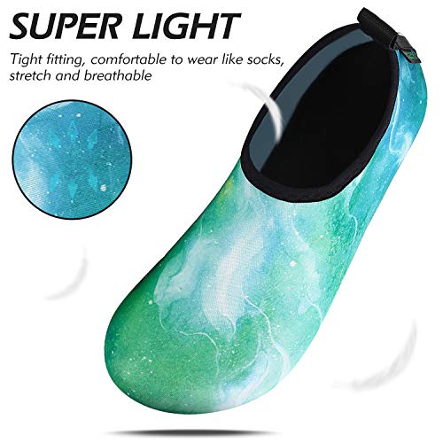 SAGUARO Unisex Zapatos de Agua de Verano Zapatos Descalzos de Natación para Hombres Mujers Calcetines de Aqua de Secado Rápido Yoga Mármol Verde 42/43 EU