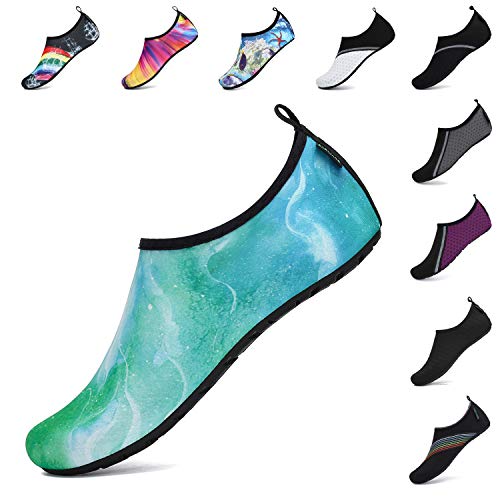SAGUARO Unisex Zapatos de Agua de Verano Zapatos Descalzos de Natación para Hombres Mujers Calcetines de Aqua de Secado Rápido Yoga Mármol Verde 42/43 EU