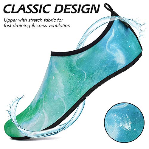 SAGUARO Unisex Zapatos de Agua de Verano Zapatos Descalzos de Natación para Hombres Mujers Calcetines de Aqua de Secado Rápido Yoga Mármol Verde 42/43 EU