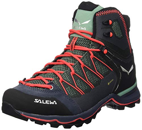 Salewa WS Mountain Trainer Lite Mid Gore-Tex, Trekking-& Wanderstiefel Mujer, Verde (Feld Green/Fluo Coral 5585), 40 EU