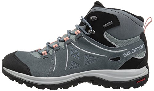 Salomon Ellipse 2 GTX Mid LTR W, Zapatillas de Trail Running Mujer, Gris/Rosa (Lead/Stormy Weather/Coral Almond), 36 2/3 EU