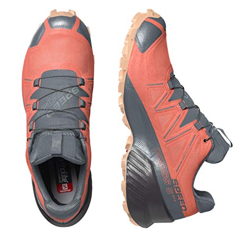 Salomon Women's Speedcross 5 GTX W Trail Running Shoe, Persimon/Phantom/Almond Cream, 8