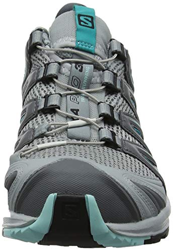 Salomon XA Pro 3D, Calzado de Trail Running Mujer, Gris/Turquesa (Quarry/Pearl Blue/Aruba Blue), 36 2/3