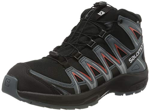 Salomon XA Pro 3D Mid CSWP J, Zapatillas de Senderismo Unisex Niños, Negro/Naranja (Black/Stormy Weather/Cherry Tomato), 35 EU