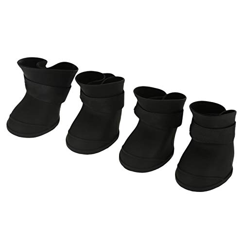 SALUTUYA Botines Impermeables para Mascotas, Antideslizantes y con Rayas Reflectantes, Botas de Lluvia para Perros, Zapatos cálidos(L Black)