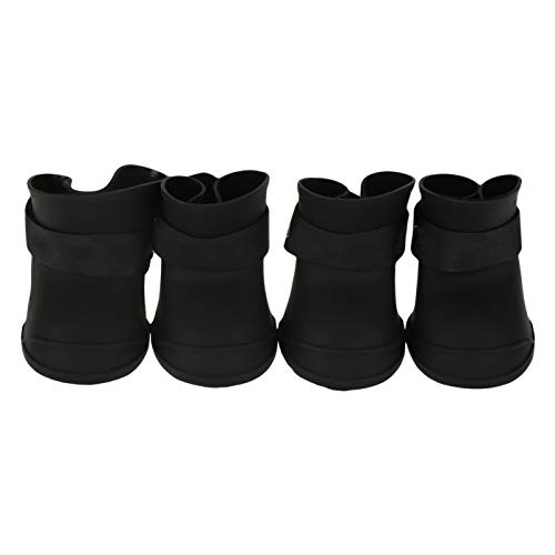 SALUTUYA Botines Impermeables para Mascotas, Antideslizantes y con Rayas Reflectantes, Botas de Lluvia para Perros, Zapatos cálidos(L Black)