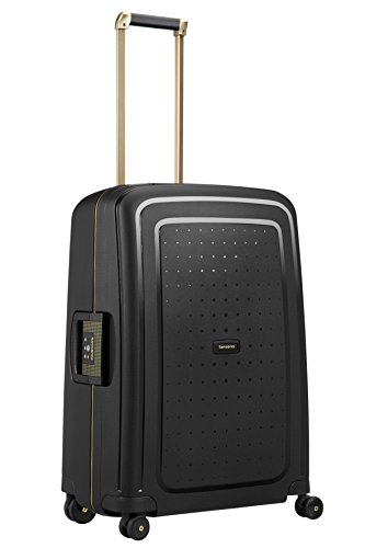 Samsonite S'Cure DLX Maleta Spinner 69/25, M (69cm-79L), Negro (Black/Gold Deluscious)