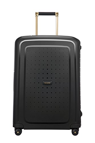 Samsonite S'Cure DLX Maleta Spinner 69/25, M (69cm-79L), Negro (Black/Gold Deluscious)