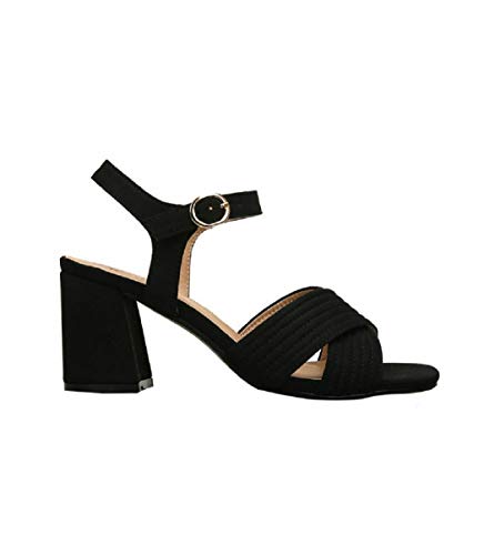 Sandalia Fiesta Tacon Comodo Amarillo, Verde, Negro Fuxia Y AZULON (38 EU, AZULON)