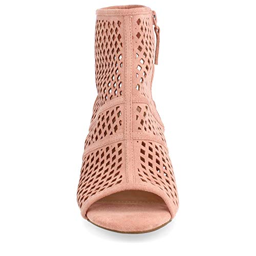 Sandalia Mujer de Tacon con Punta Descubierta Peep Toe y Pala Calada Primavera Verano 2019 Talla 38 Rosa
