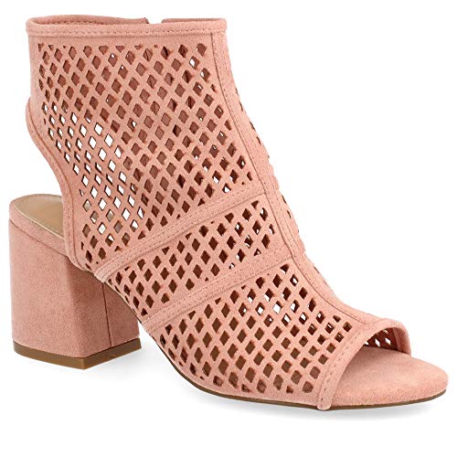 Sandalia Mujer de Tacon con Punta Descubierta Peep Toe y Pala Calada Primavera Verano 2019 Talla 38 Rosa