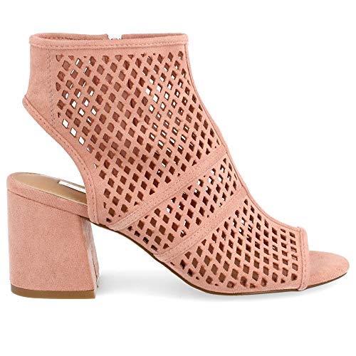 Sandalia Mujer de Tacon con Punta Descubierta Peep Toe y Pala Calada Primavera Verano 2019 Talla 38 Rosa