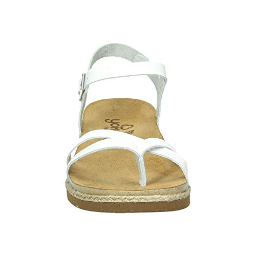 Sandalia Piso Plano Tiras Y Hebilla (37 EU, Blanco)