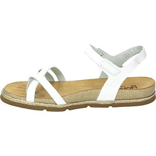 Sandalia Piso Plano Tiras Y Hebilla (37 EU, Blanco)