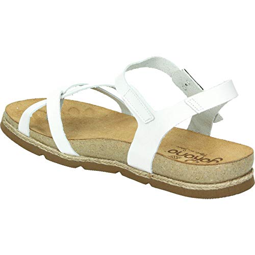 Sandalia Piso Plano Tiras Y Hebilla (37 EU, Blanco)