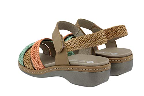 Sandalia Plantilla Extraíble Trenzado Mint-Camel-Coral 200809 PieSanto