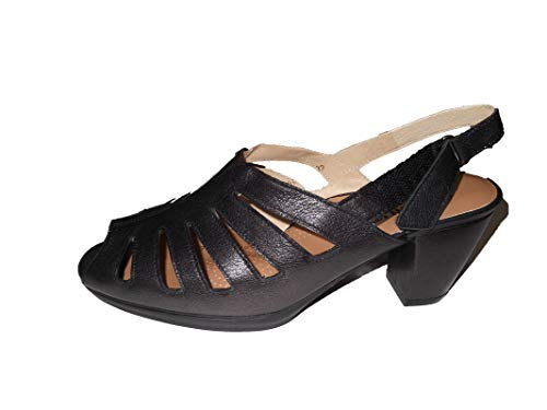 Sandalia/Mujer/Drucker/Color: Acero/Ancho Especial/Cierre fácil y elástico/Material: Piel/Altura del tacón: 7 cms/del 36 al 42/Talla 37