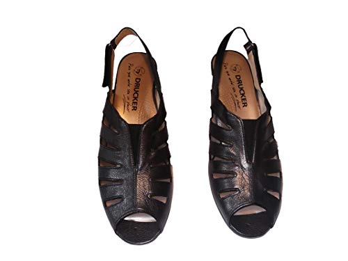 Sandalia/Mujer/Drucker/Color: Acero/Ancho Especial/Cierre fácil y elástico/Material: Piel/Altura del tacón: 7 cms/del 36 al 42/Talla 37