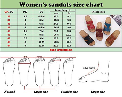 Sandalias con Plataforma para Mujer Mules Cuero Cómodos Zapatillas de Playa Verano Sandalias de Cuña 36-44EU