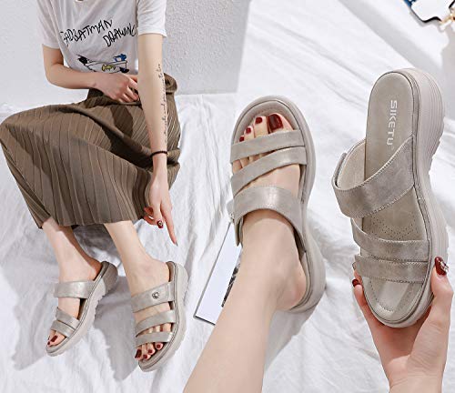 Sandalias con Punta Abierta para Mujer Sandalia de Plataforma Zapatos de Cuña Cómodos Zapatillas de Playa Verano