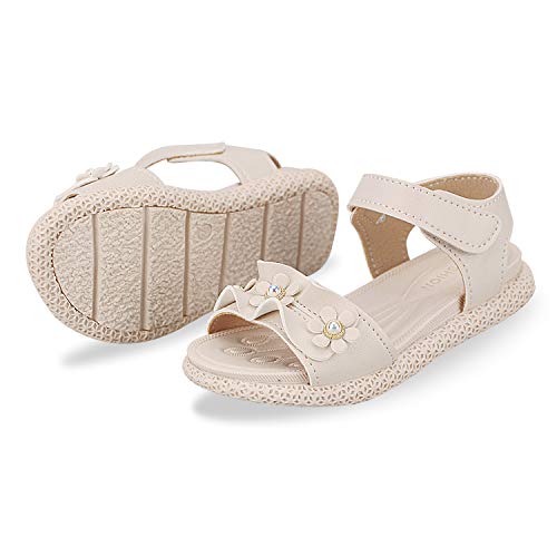 Sandalias con Punta Abierta para Niñas Pequeñas Niño Infantiles Zapatos de Vestir Calzado Verano para 1-6 Años (Beige, EU 22)