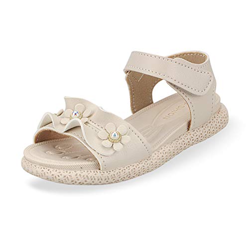 Sandalias con Punta Abierta para Niñas Pequeñas Niño Infantiles Zapatos de Vestir Calzado Verano para 1-6 Años (Beige, EU 22)